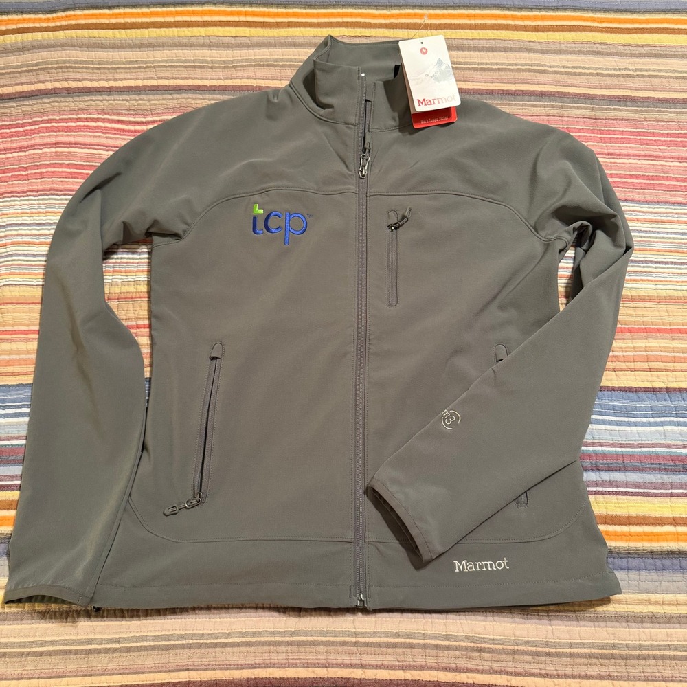 Marmot Women M Gray Softshell Tempo‎ Jacket Full Zip TCP Embroidered